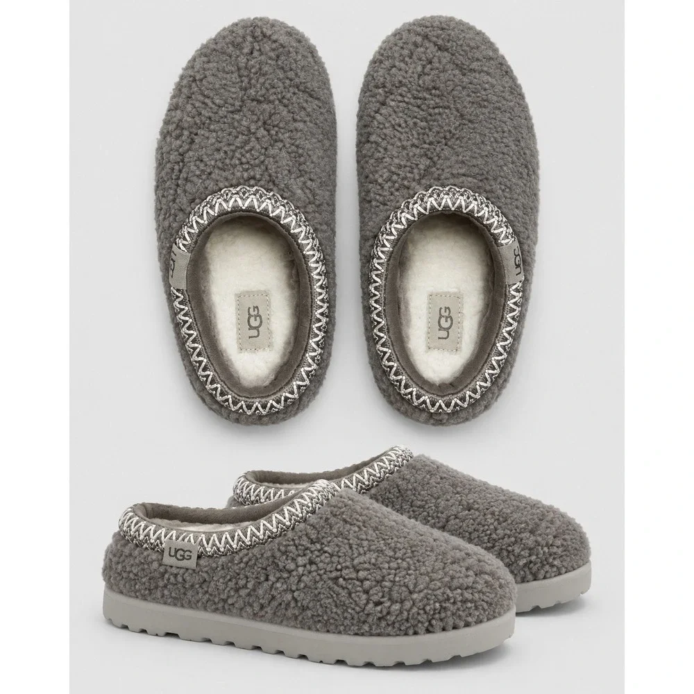 UGG Tasman II Curly Sheepskin Slippers Charcoal Grey 1167810K KIDS Size 13